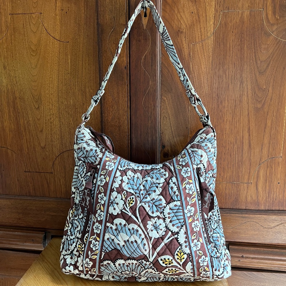 Vera Bradley Slate Blooms Quilted Shoulder Bag Purse
